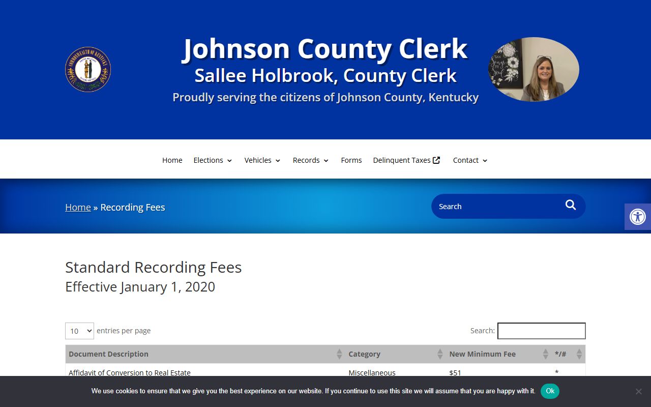 Johnson County clerk records recording fee source