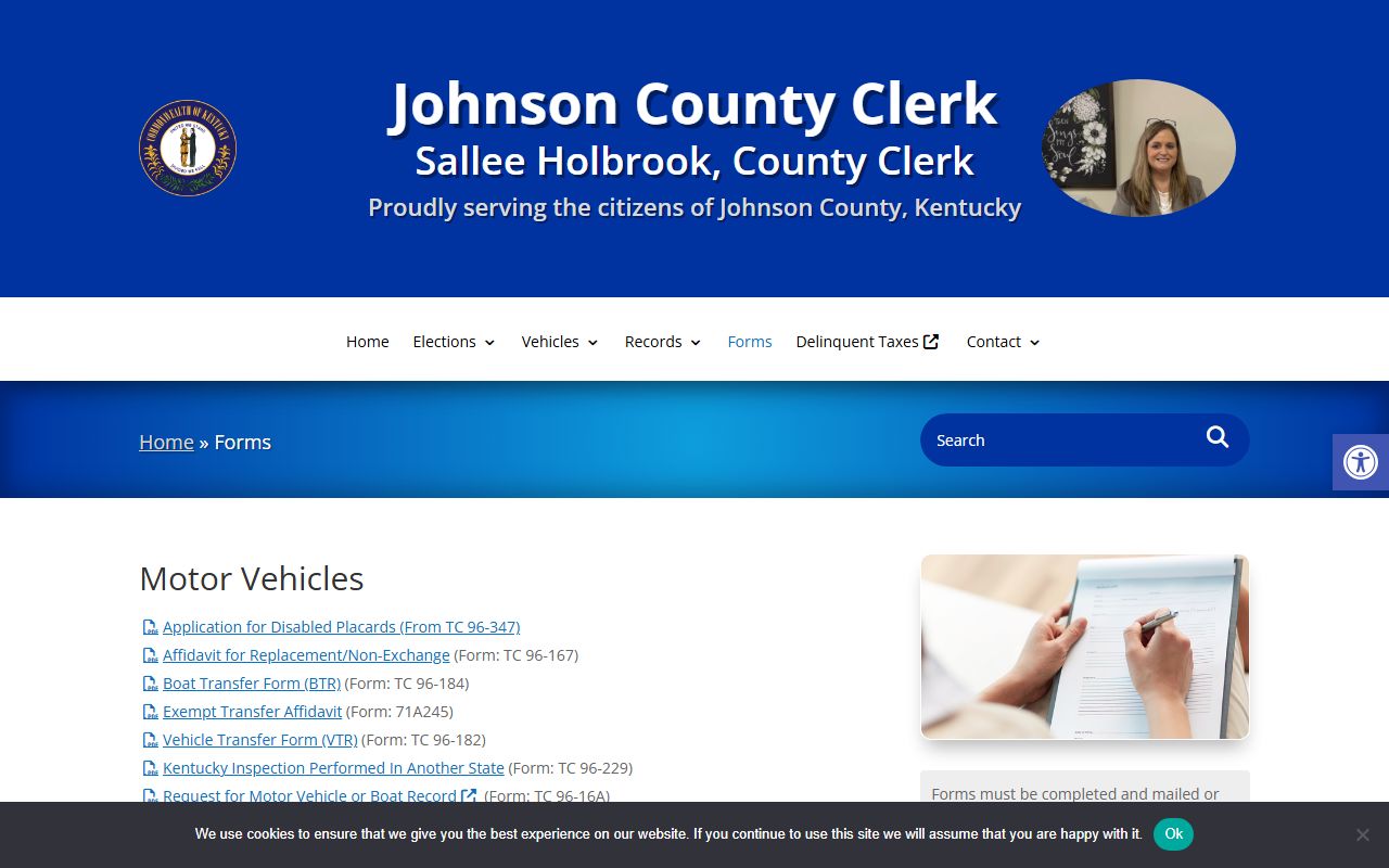 Johnson County clerk records forms source