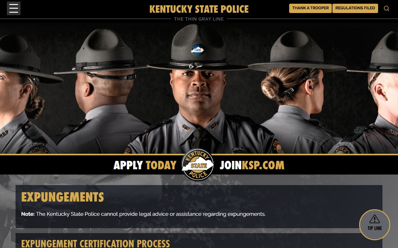 Johnson County arrest records Kentucky State Police expungements