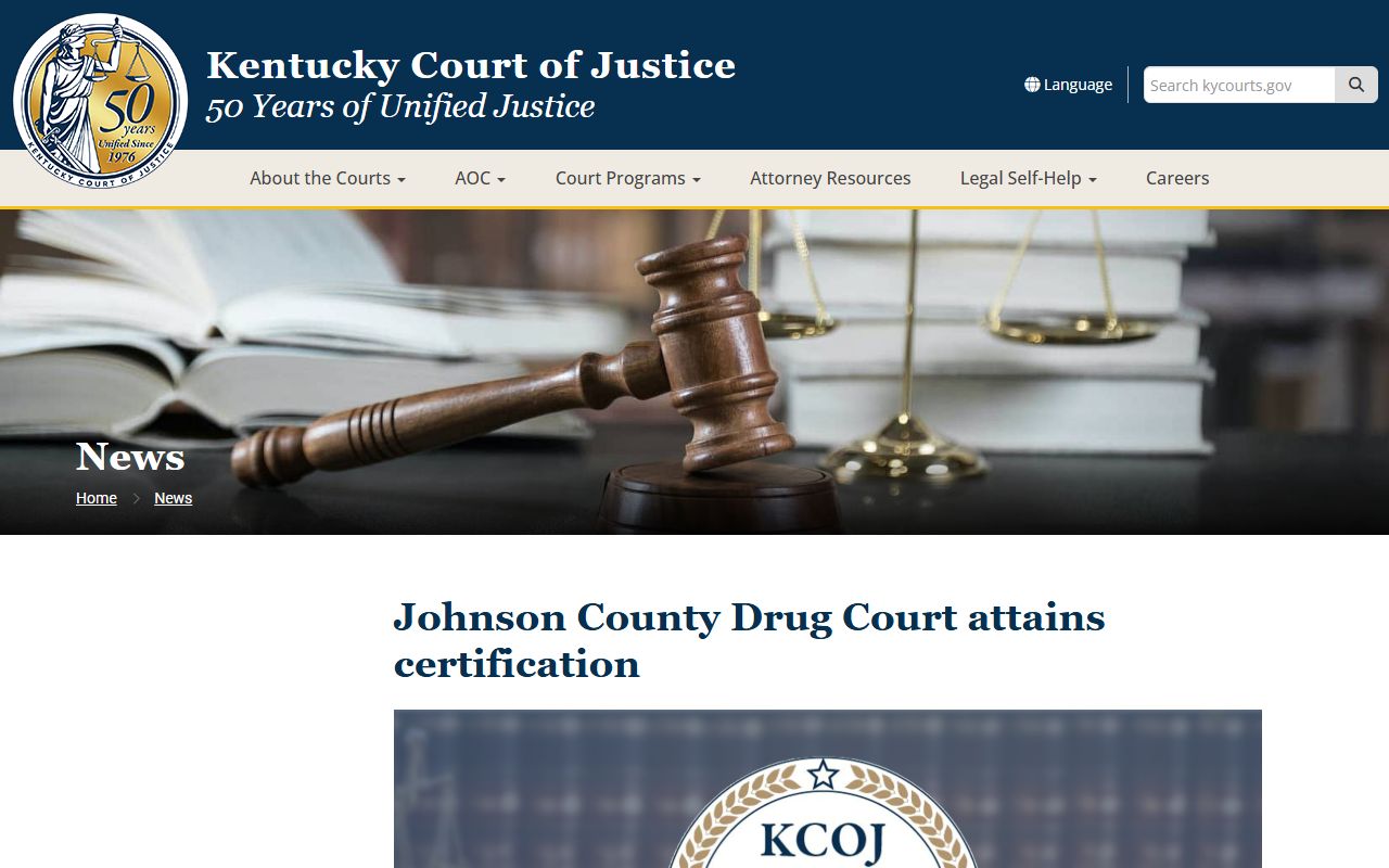 Johnson County court dockets Drug Court certification news