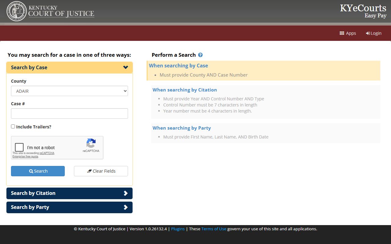 Johnson County court dockets KYeCourts ePay portal