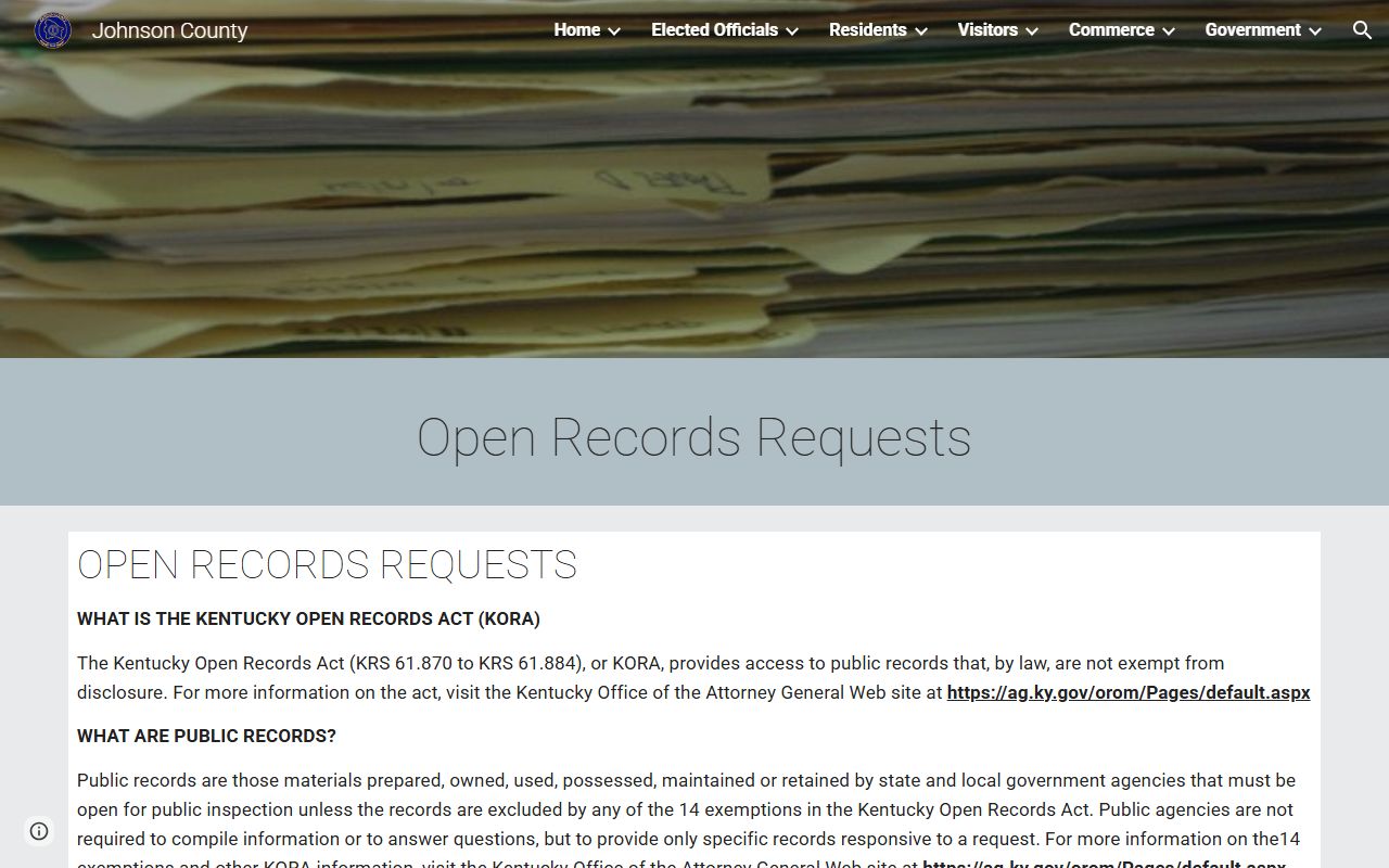 Johnson County Court open records request channel