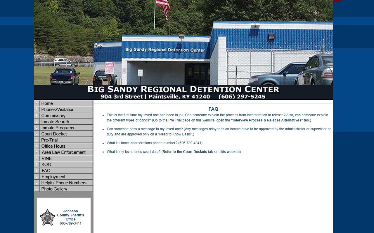 Johnson County inmate records BSRDC FAQ source