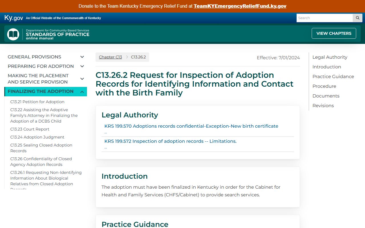 Johnson County divorce records CHFS inspection guidance source
